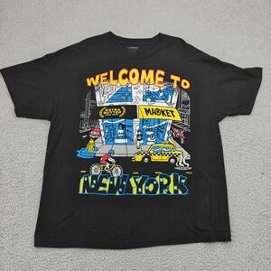 Market Extra Butter Welcome‎ To New York Shirt Mens 2XL Black Graphic Streetwear